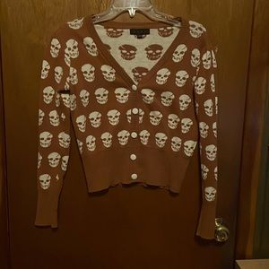 Brown and beige skull cardigan